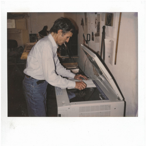 Alighiero Boetti in his studio, 1990, courtesy of Archivio Alighiero Boetti