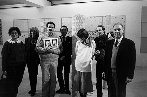 Inauguration of the retrospective at the Municipal Art Gallery of Ravenna with (from left) E. Gentile, M. Bonomo, G. Gentile, AB, A. Bonomo, F.Valentini, G. Nati, photo by Giorgio Colombo